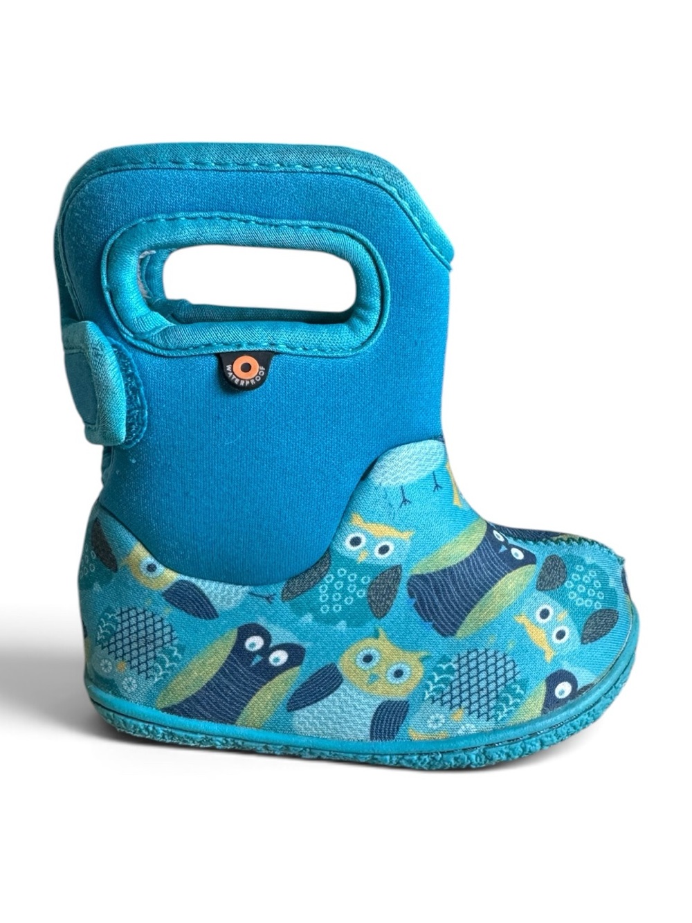 BOGS Kids Faux Fur Owl Waterproof Winter Snow Boots Blue Yellow Baby Size 5